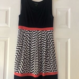 En Focus navy and orange pattern dress